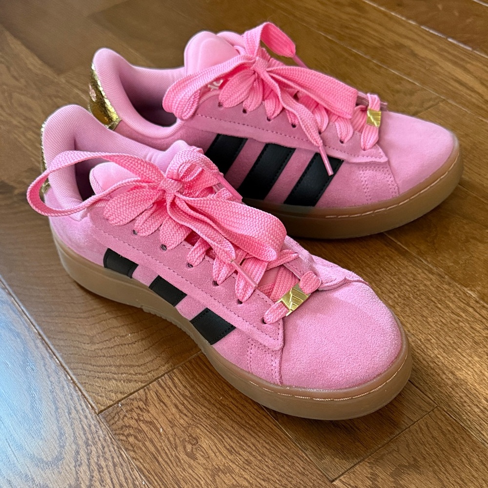 Adidas Grand Court Alpha Pink and Black Sneakers with Gold Details 9